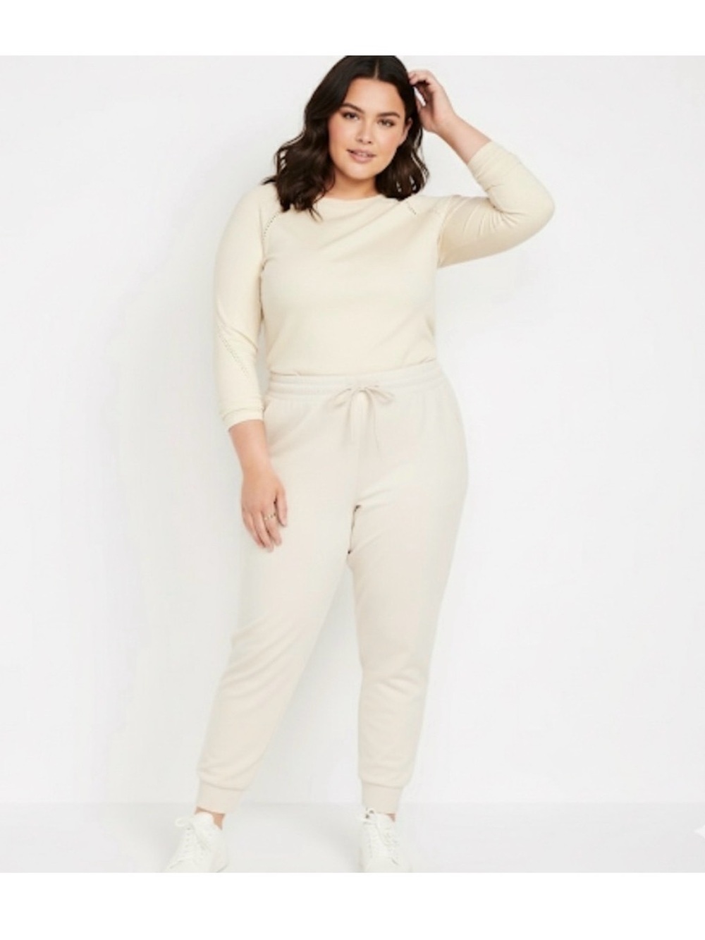NWT Old Navy Active High-Rise Joggers XL Beige Cream Dynamic Fleece Sweatpants